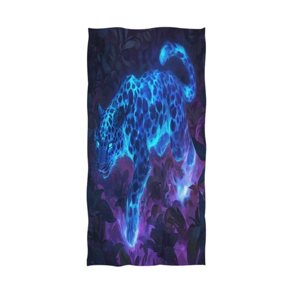 Qxltty Glowing Blue Leopard Extra Large Bath Towel 32"x64" Super Soft Highly Absorbent Quick Dry Shower Towel for Hotel Bathroom Guest Spa Gym
