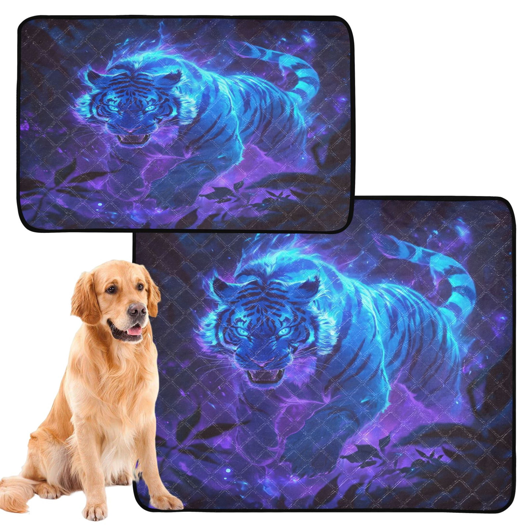 Qxltty Glowing Blue Tiger Cat litter Pads Pet Set of 2 Diaper Mats Center Anti-leakage Layer Absorbent Soft and Comfortable