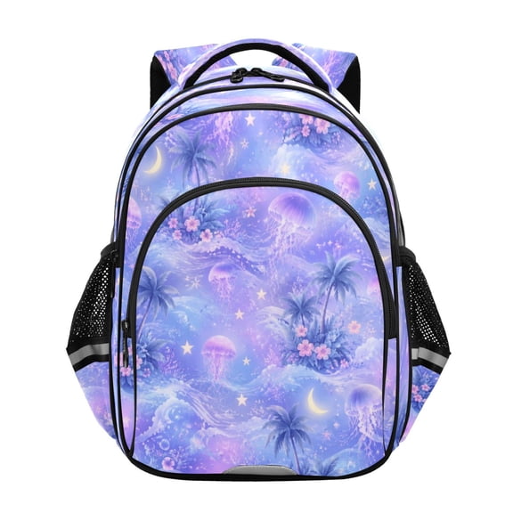 Qxltty Glowing Jellyfish Backpack Lightweight Multi Pocket Daypack Reflective Bookbag with Adjustable Straps