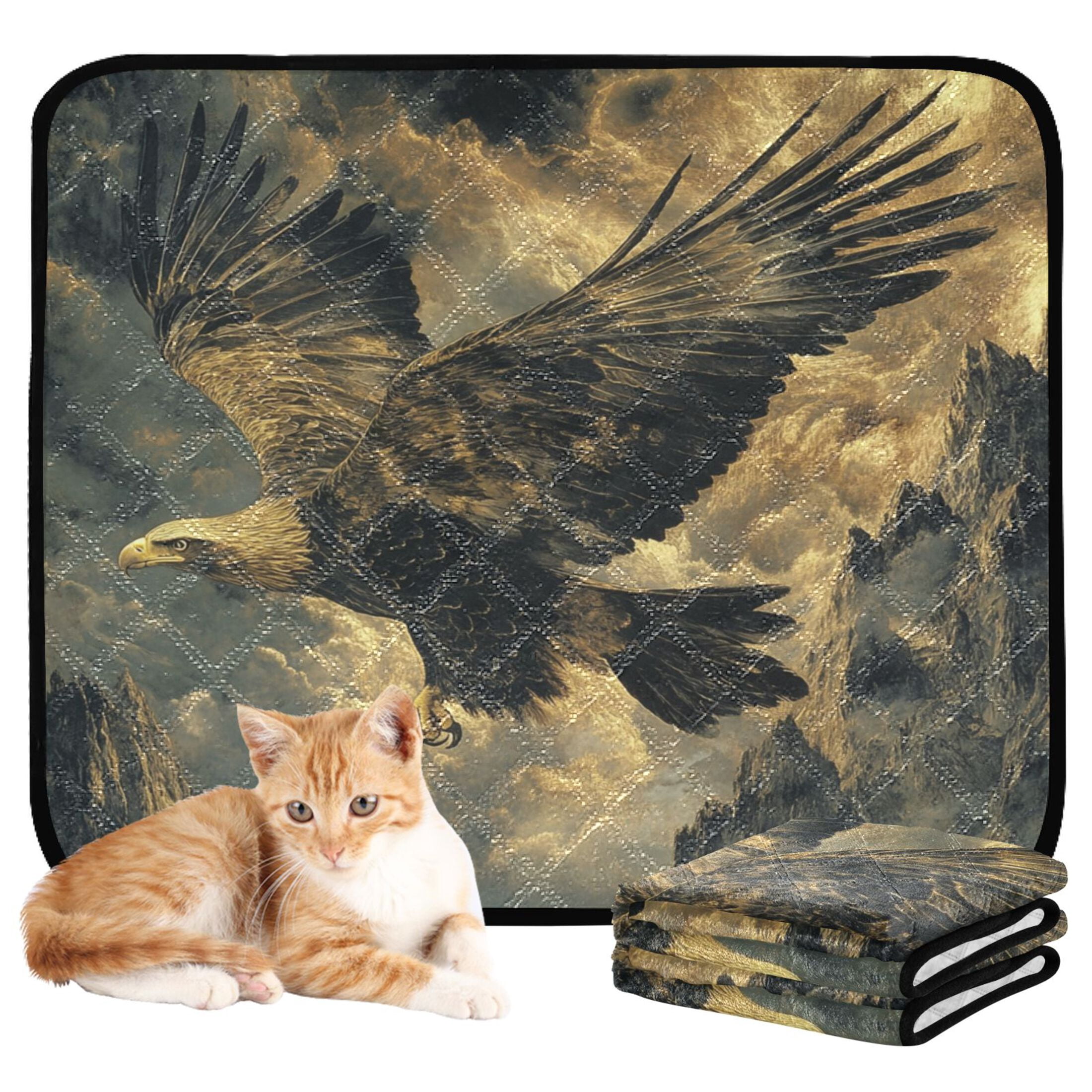 Qxltty Golden Eagle Cat litter Pads Pet Set of 3 Diaper Mats Center Anti-leakage Layer Absorbent Soft and Comfortable