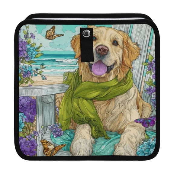 Qxltty Golden Retriever Car Dumpster Collapsible Rear Seat Suspension Trash for Front Seat Center Console in Vehicle