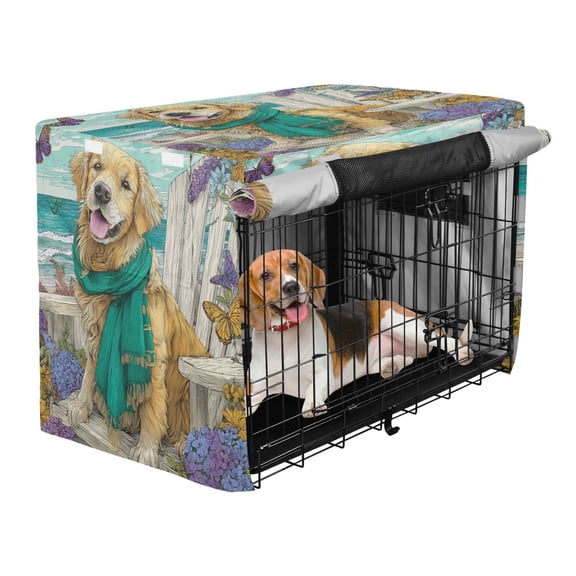 Qxltty Golden Retrievers Crate Cover Durable Oxford Cloth Pet Kennel Sunshade Universal Fit for 47in Wire Cage