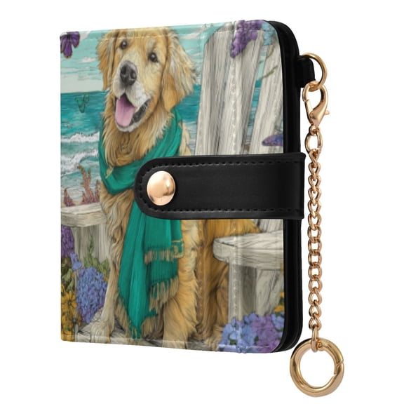 Qxltty Golden Retrievers Ladies Wallet Rfid Slim Thin Compact Credit Card Women Wallet Zipper Coin Pocket and ID Window for Female Gifts