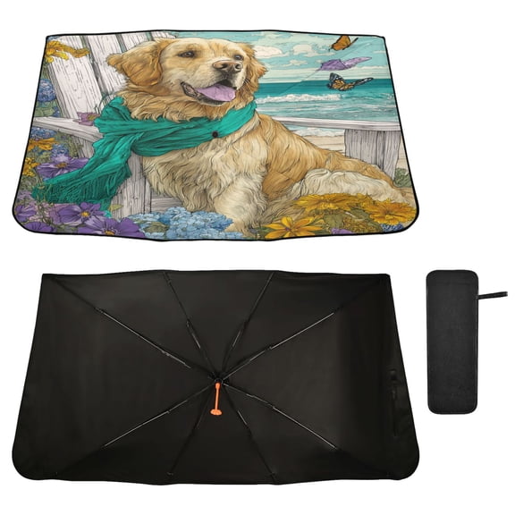 Qxltty Golden Retrieverss Windshield Sun Shade Umbrella Protect Car from Sunrays and Heat Damage Keep Cool and Interior