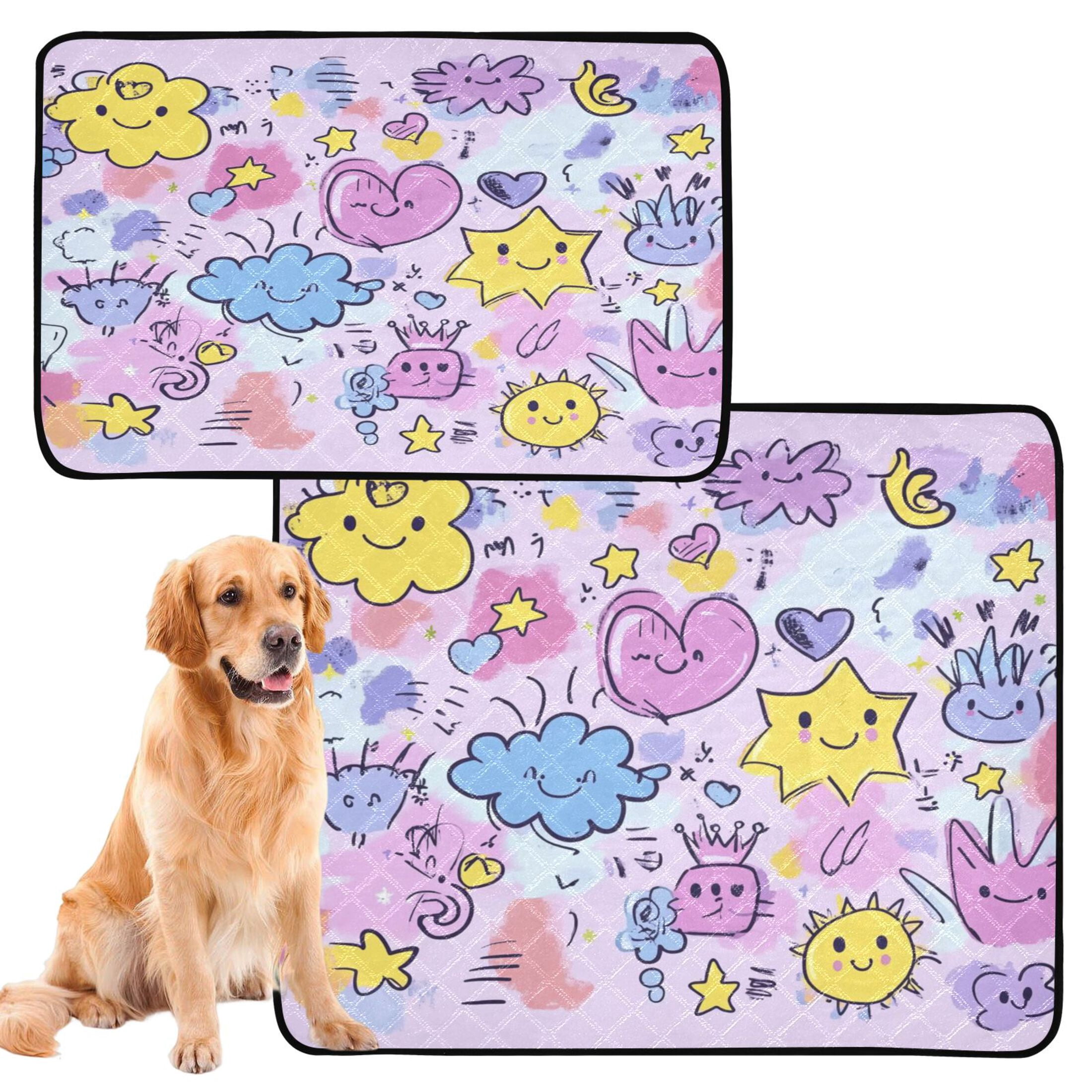 Qxltty Graffiti Elements Pattern Cat litter Pads Pet Set of 2 Diaper Mats Center Anti-leakage Layer Absorbent Soft and Comfortable