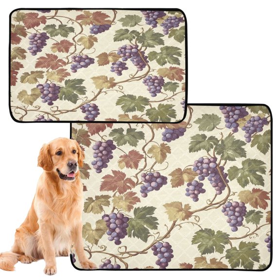 Qxltty Grape Seamless Picture Cat litter Pads Pet Set of 2 Diaper Mats Center Anti-leakage Layer Absorbent Soft and Comfortable
