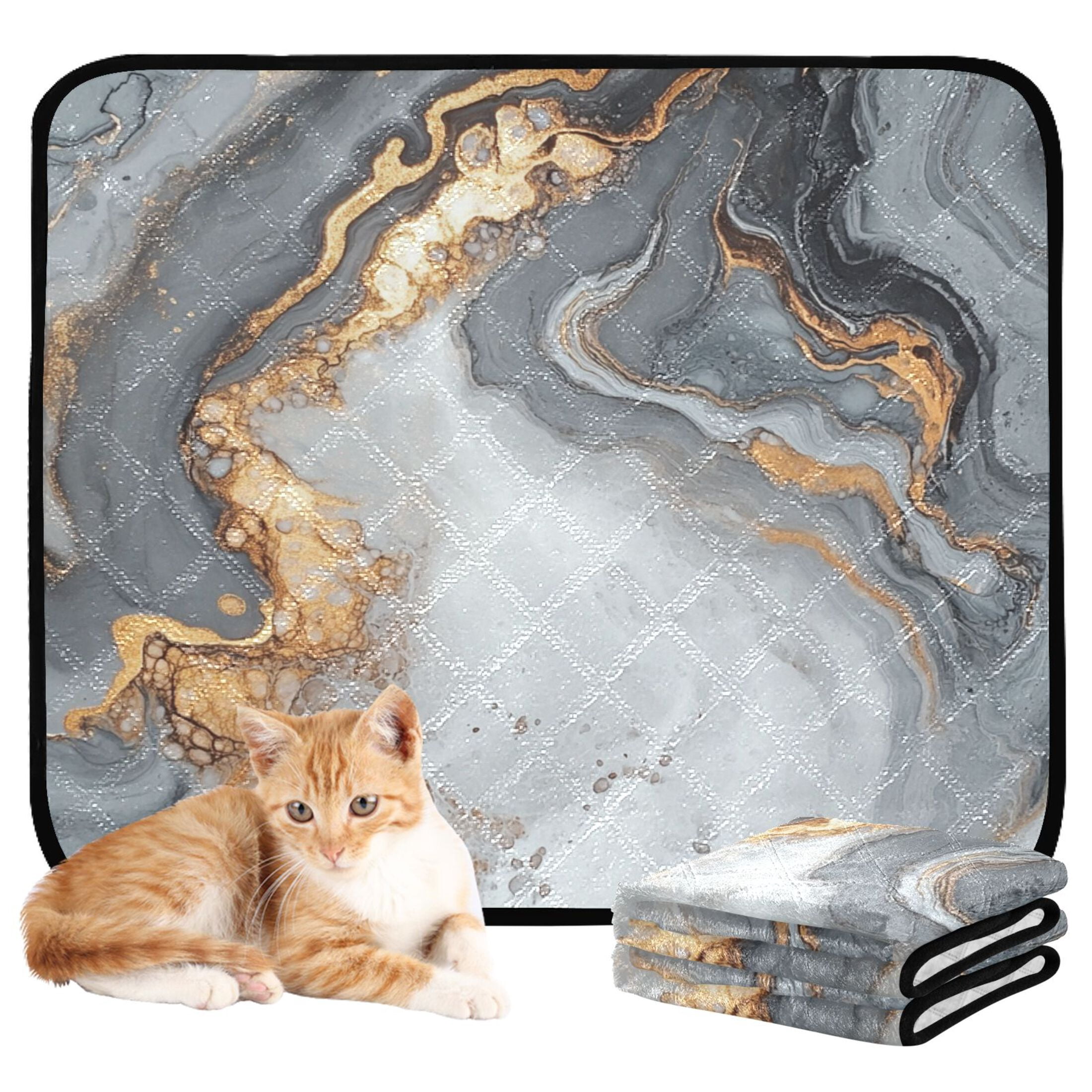 Qxltty Gray Gilt Patterns Cat litter Pads Pet Set of 3 Diaper Mats Center Anti-leakage Layer Absorbent Soft and Comfortable