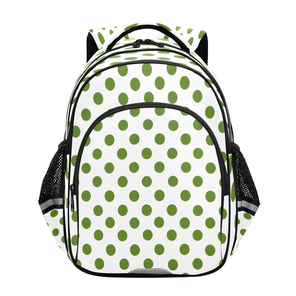 Qxltty Green Dot Backpack Lightweight Multi Pocket Daypack Reflective Bookbag with Adjustable Straps