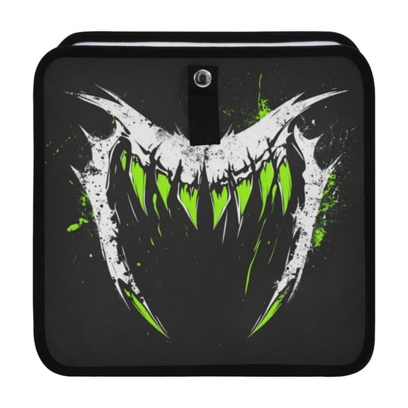 Qxltty Green Fangs Car Dumpster Collapsible Rear Seat Suspension Trash for Front Seat Center Console in Vehicle