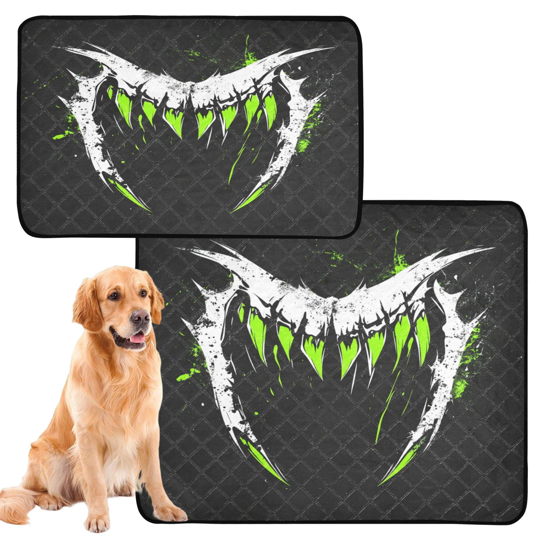 Qxltty Green Fangs Cat litter Pads Pet Set of 2 Diaper Mats Center Anti-leakage Layer Absorbent Soft and Comfortable