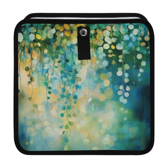 Qxltty Green Flower Leaves Car Dumpster Collapsible Rear Seat Suspension Trash for Front Seat Center Console in Vehicle