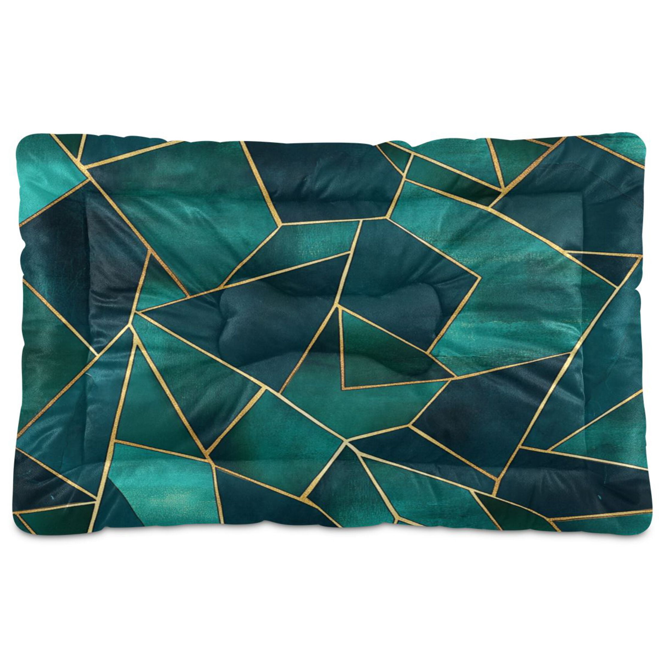 Qxltty Green Gold Foil Pattern Ped Pad Wear-resistant and Hard to Bite Through Sleeping Pad for Small Medium Large Dogs Winter Pet Bed 36×24in