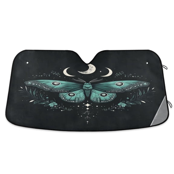 Qxltty Green Moth Car Windshield Sunshades Foldable UV Rays Sun Visor Protector Keep Your Vehicle Cool 53×23.5in