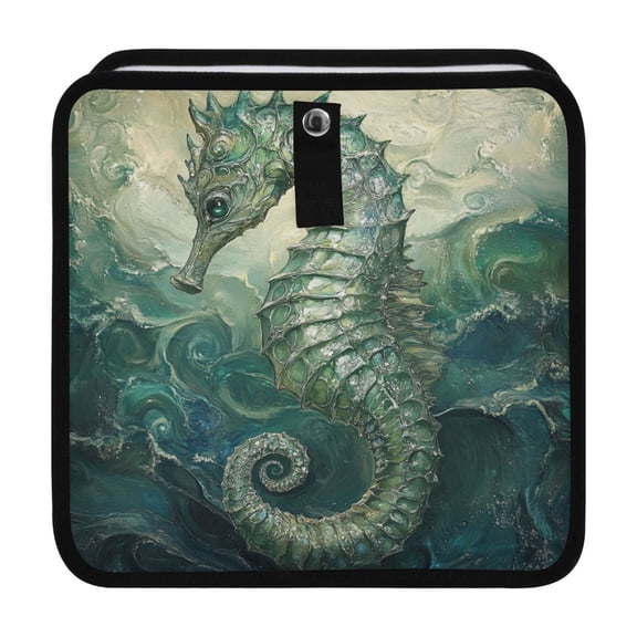 Qxltty Green Seahorse Car Dumpster Collapsible Rear Seat Suspension Trash for Front Seat Center Console in Vehicle