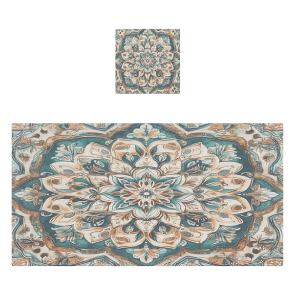 Qxltty Greenish Brown Boho Pattern Bath and Hand Towel Set 100% Cotton Towels for Bathroom Soft Durable and Absorbent