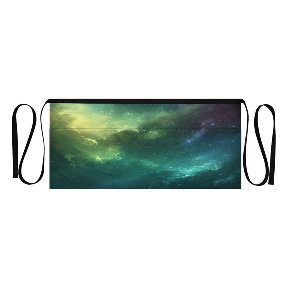 Qxltty Greenish Galaxies Kitchen Cooking Apron for Women Men with Pockets Waiter Short Aprons