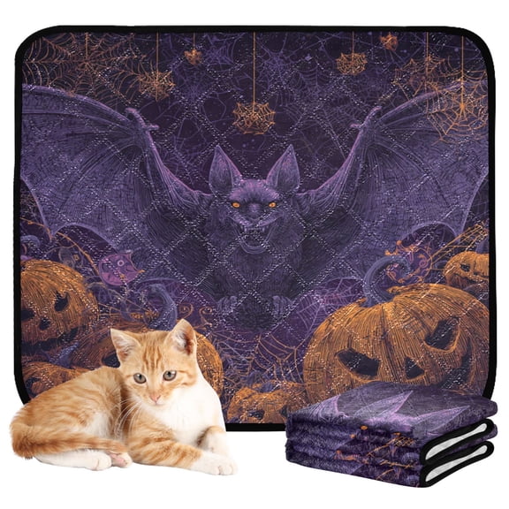 Qxltty Halloween Bat Cat litter Pads Pet Set of 3 Diaper Mats Center Anti-leakage Layer Absorbent Soft and Comfortable