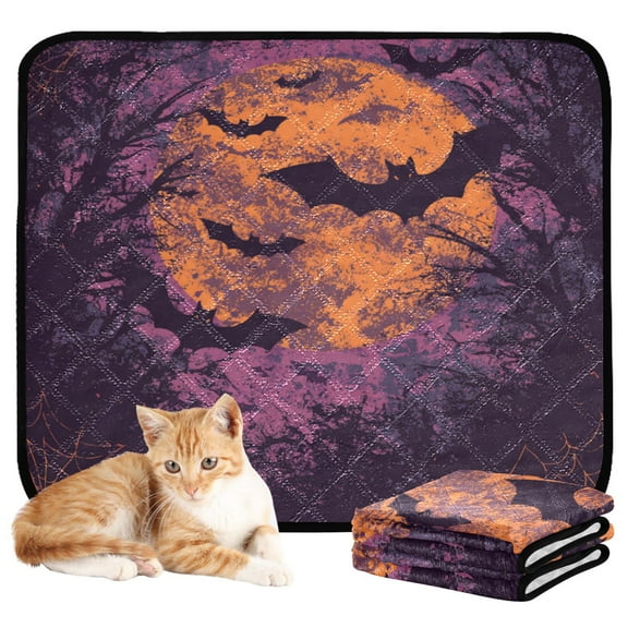 Qxltty Halloween Bats Cat litter Pads Pet Set of 3 Diaper Mats Center Anti-leakage Layer Absorbent Soft and Comfortable