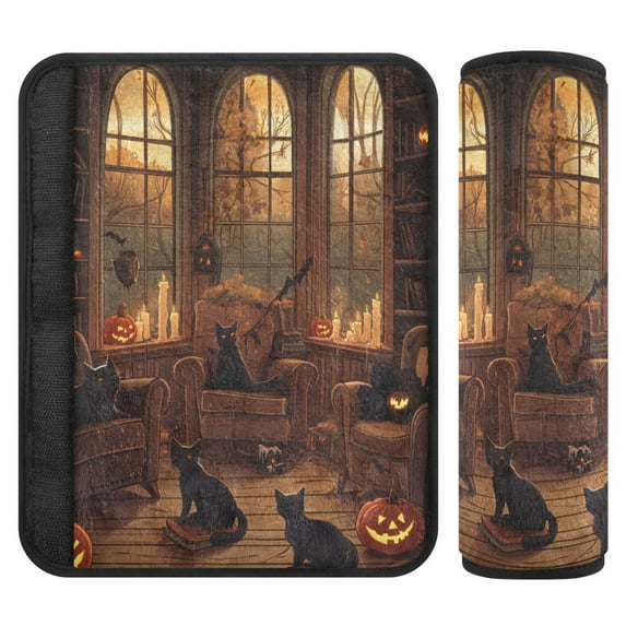 Qxltty Halloween Cat Car Seat Strap Pads are Soft and Snug Fitting for All Cars Backpacks Pushchair