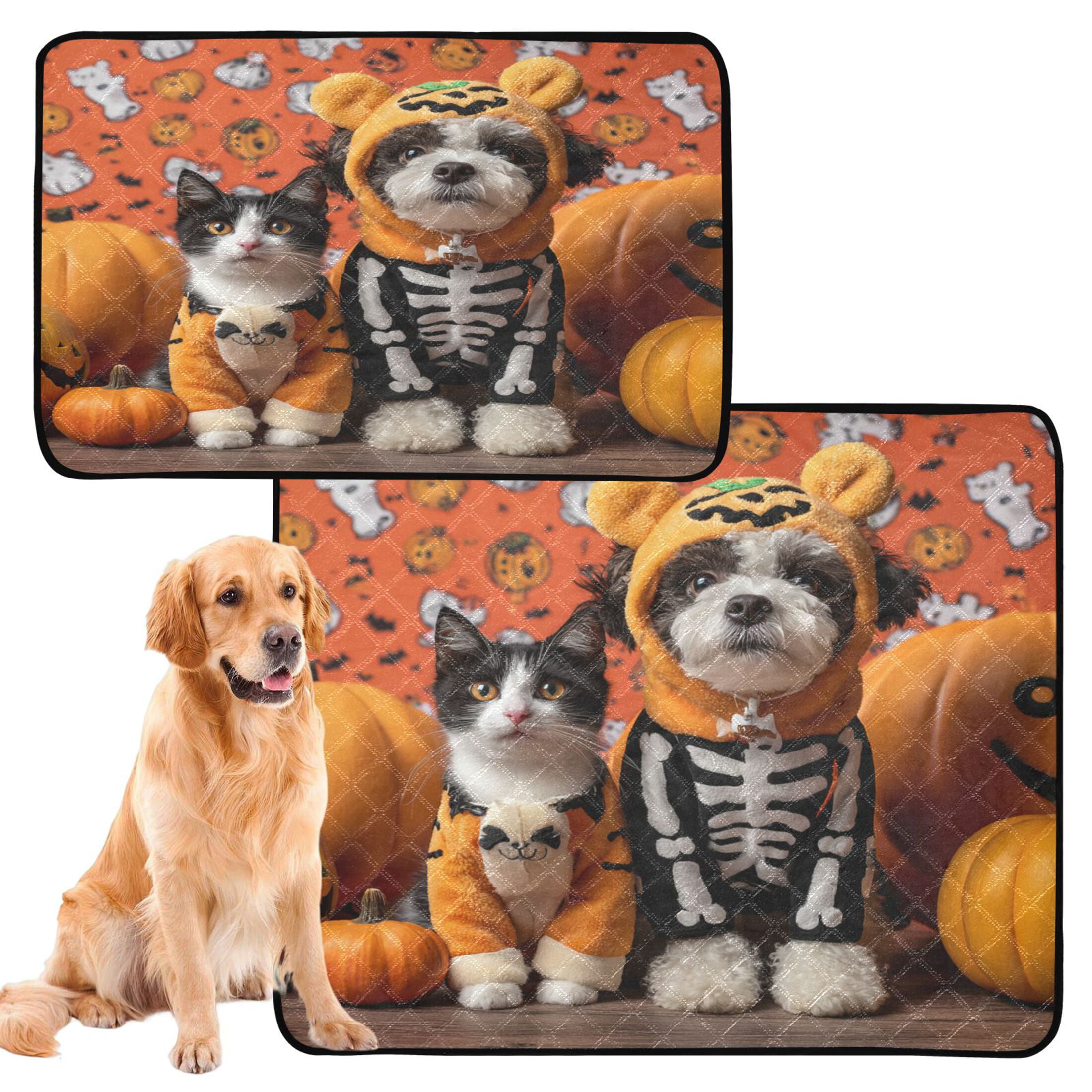 Qxltty Halloween Pets Cat litter Pads Pet Set of 2 Diaper Mats Center Anti-leakage Layer Absorbent Soft and Comfortable