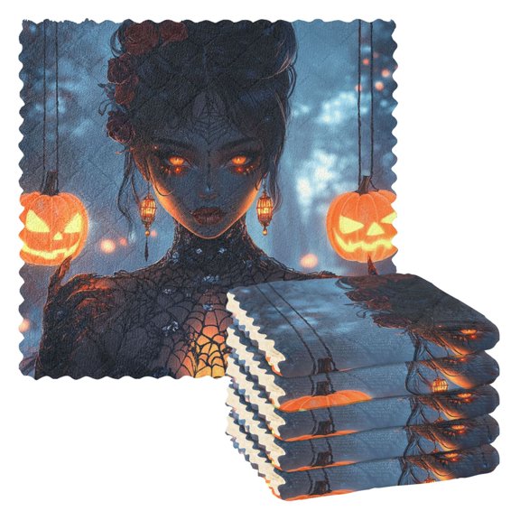 Qxltty Halloween Queen Kitchen Towels Set of 6 Ultra Soft Absorbent Quick Drying Dish Cloths 11 x 11in