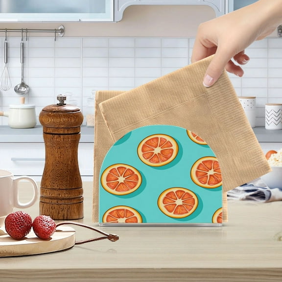 Qxltty Halved Orange Pattern Acrylic Napkin Holder Set of 2 Transparent Dining Table Kitchen Cafeteria Home Decor 4.1x4.9x1.97in
