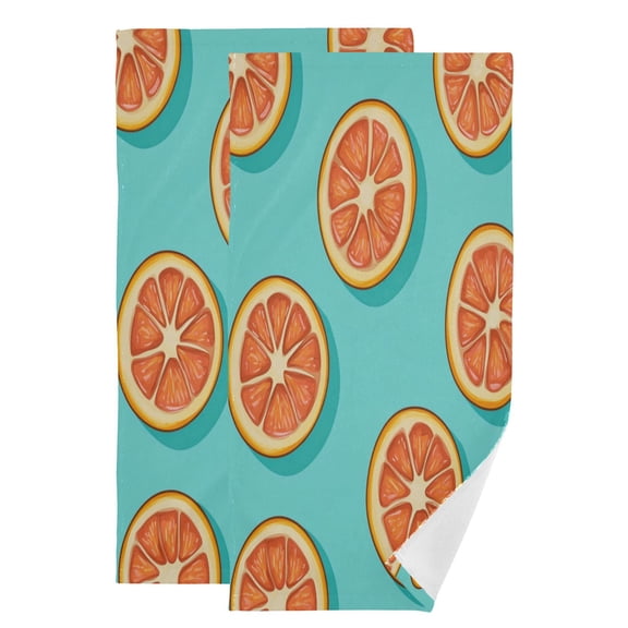 Qxltty Halved Orange Pattern Face Towel Set of 2 Polyester Cotton Soft Bath Towels for Bathroom Kitchen Hotel Spa 28.3x14.4in