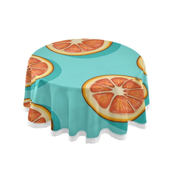 Qxltty Halved Orange Pattern Round Tablecloth 60 Inch Dia Washable Table Cover with Dust-Proof Wrinkle Resistant for Restaurant Picnic Indoor and Outdoor Dining