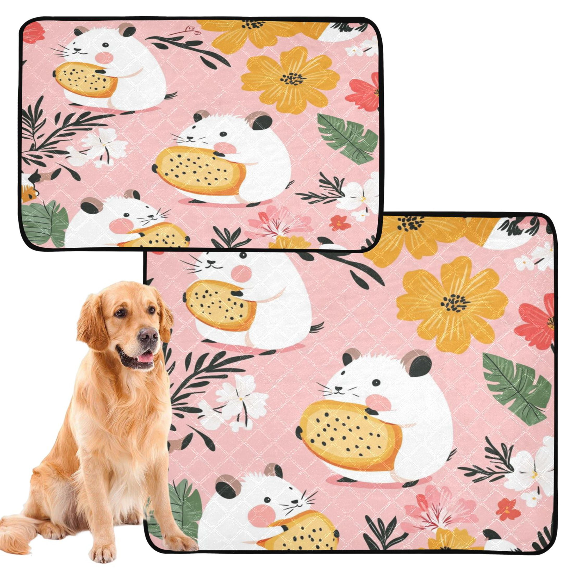 Qxltty Hamster Tropical Flowers Pattern Cat litter Pads Pet Set of 2 Diaper Mats Center Anti-leakage Layer Absorbent Soft and Comfortable