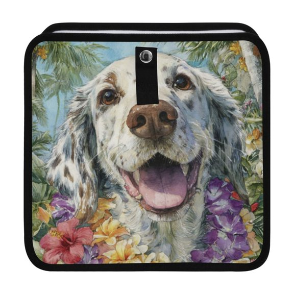 Qxltty Happy English Setter Dog Car Dumpster Collapsible Rear Seat Suspension Trash for Front Seat Center Console in Vehicle