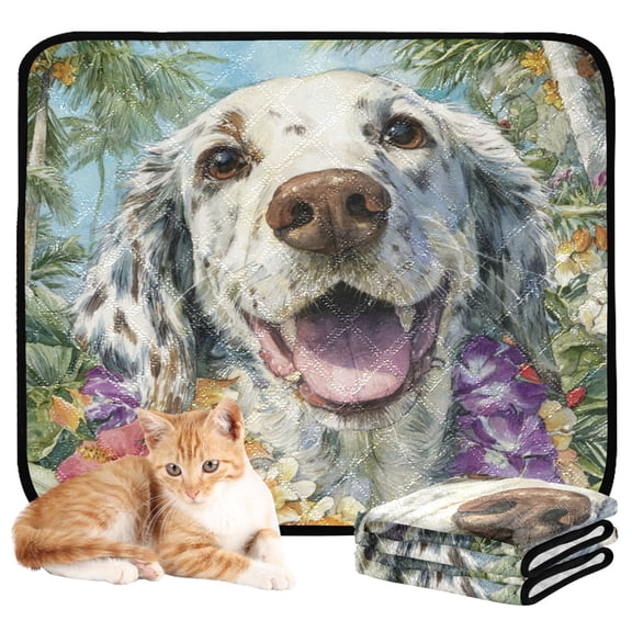 Qxltty Happy English Setter Dog Cat litter Pads Pet Set of 3 Diaper Mats Center Anti-leakage Layer Absorbent Soft and Comfortable