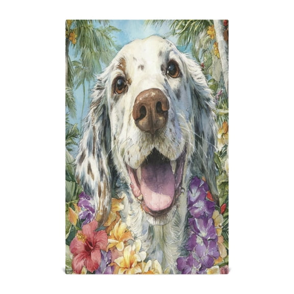 Qxltty Happy English Setter Dog Kitchen Towels 28 x 18 Inch Soft Cotton Linen Feel Dish Towels with Hanging Loop for Drying, Cleaning & Decor