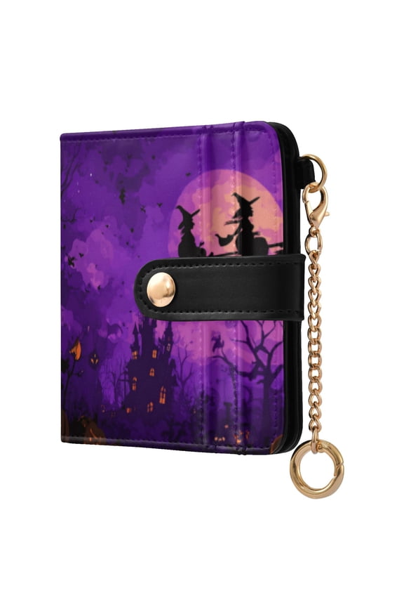 Happy Halloween Pumpkin Ladies Wallet Rfid Slim Thin Compact Credit Card Women Wallet Zipper Coin Pocket and ID Window for Female Gifts