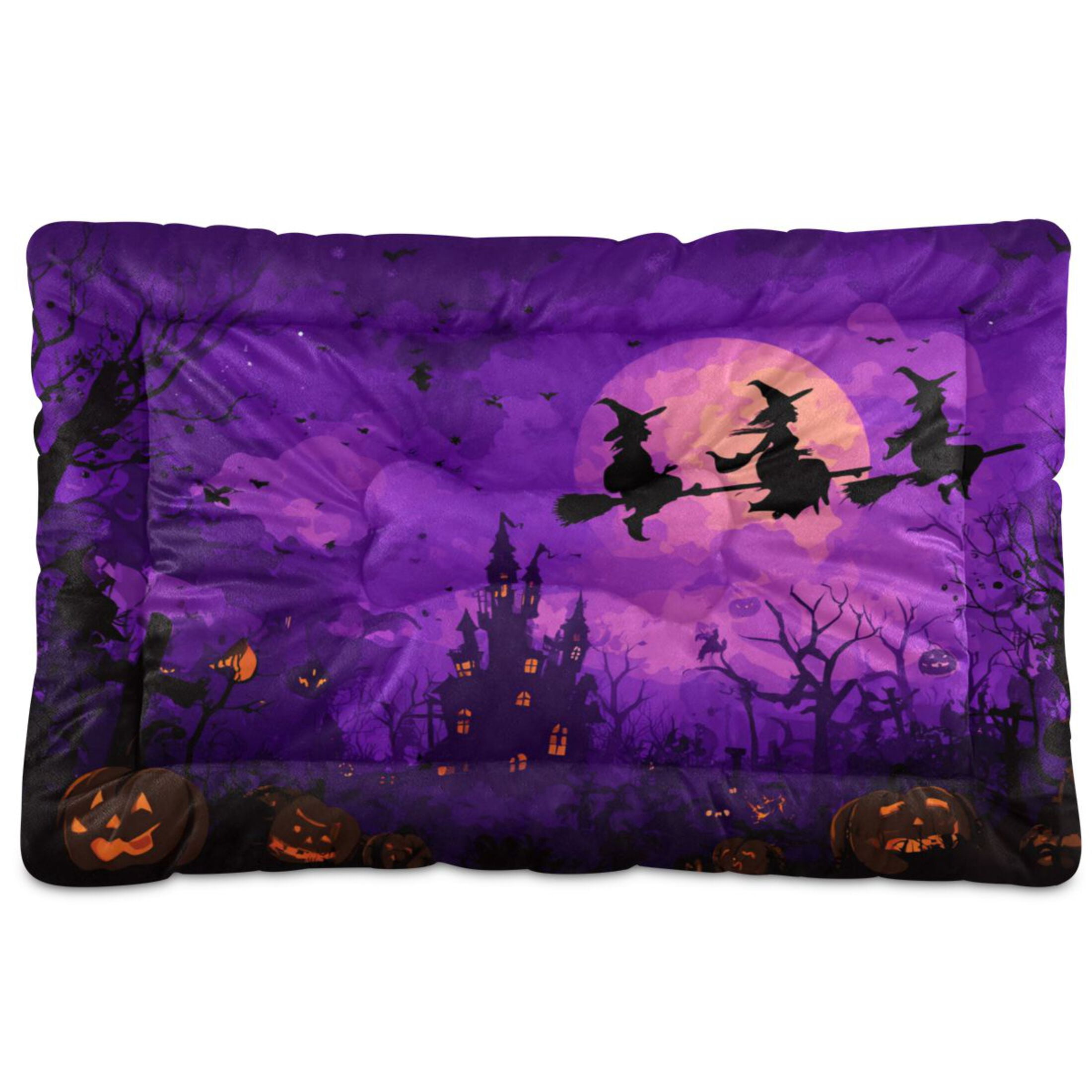 Qxltty Happy Halloween Pumpkin Ped Pad Wear-resistant and Hard to Bite Through Sleeping Pad for Small Medium Large Dogs Winter Pet Bed 36×24in
