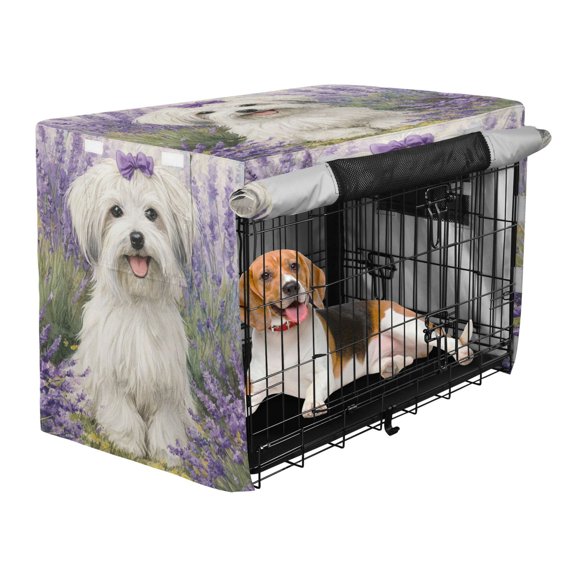 Qxltty Happy Havanese Dog Crate Cover Durable Oxford Cloth Pet Kennel Sunshade Universal Fit for 35in Wire Cage