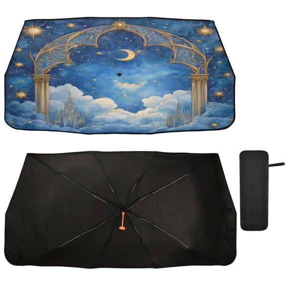 Qxltty Heavenly Palace Car Windshield Sunshade Umbrella Quality Black Rubberized Fabric Can Effectively Block UV Rays Heat
