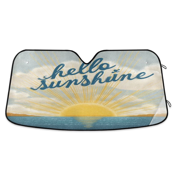 Qxltty Hello Sunshine Car Windshield Sunshades Foldable UV Rays Sun Visor Protector Keep Your Vehicle Cool 53×23.5in
