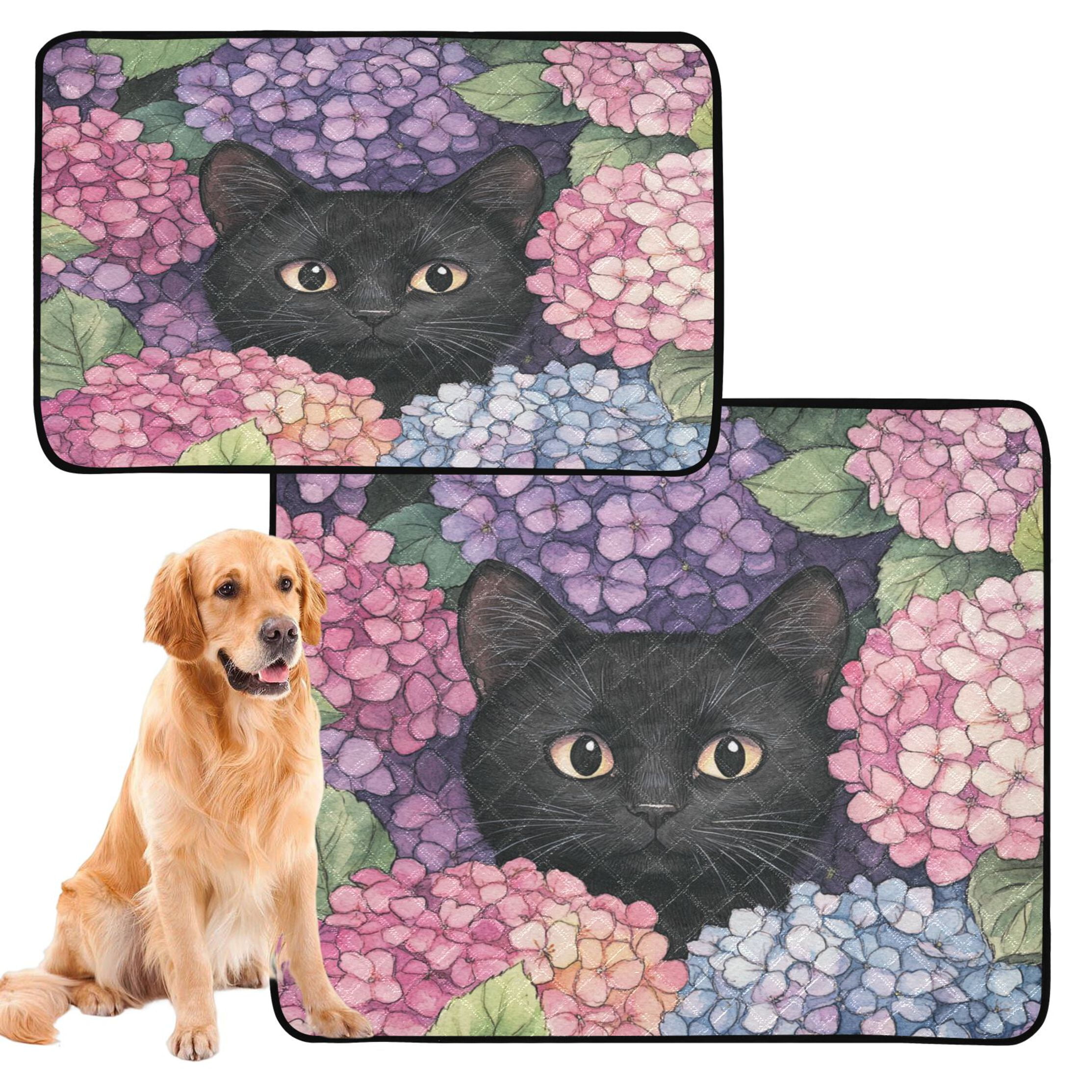 Qxltty Hydrangea Cat Cat litter Pads Pet Set of 2 Diaper Mats Center Anti-leakage Layer Absorbent Soft and Comfortable