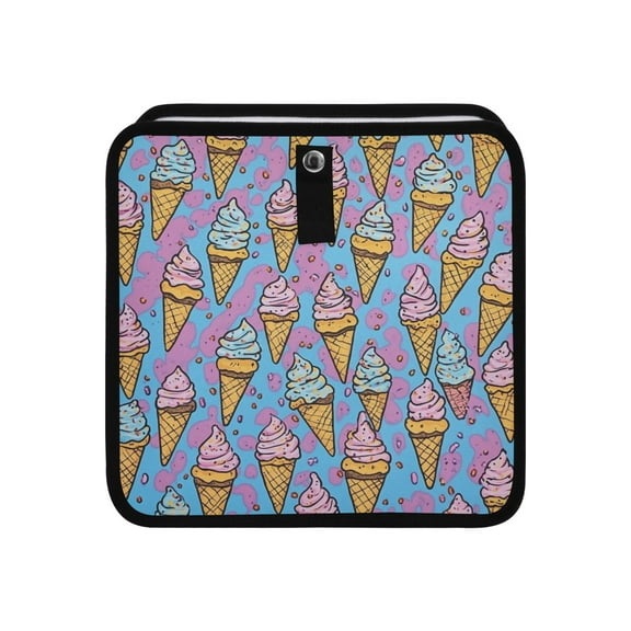 Qxltty Ice Cream Cones Cartoon Patterns Car Dumpster Collapsible Rear Seat Suspension Trash for Front Seat Center Console in Vehicle