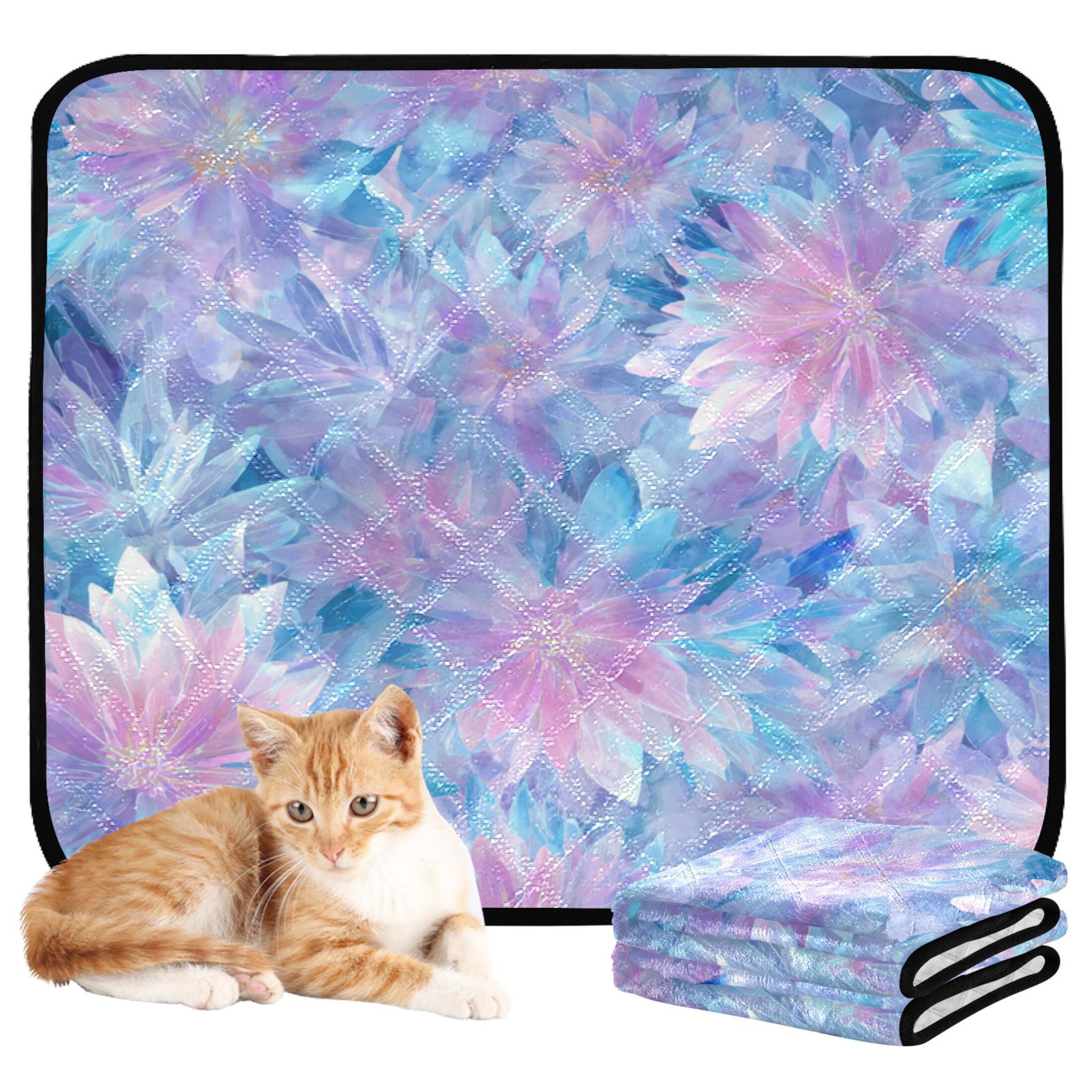 Qxltty Ice Flowers Cat litter Pads Pet Set of 3 Diaper Mats Center Anti-leakage Layer Absorbent Soft and Comfortable