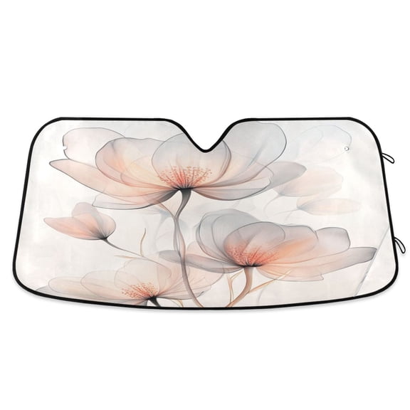 Qxltty Illustration Of Translucent Flowers Car Windshield Sunshades Foldable UV Rays Sun Visor Protector Keep Your Vehicle Cool 53×23.5in