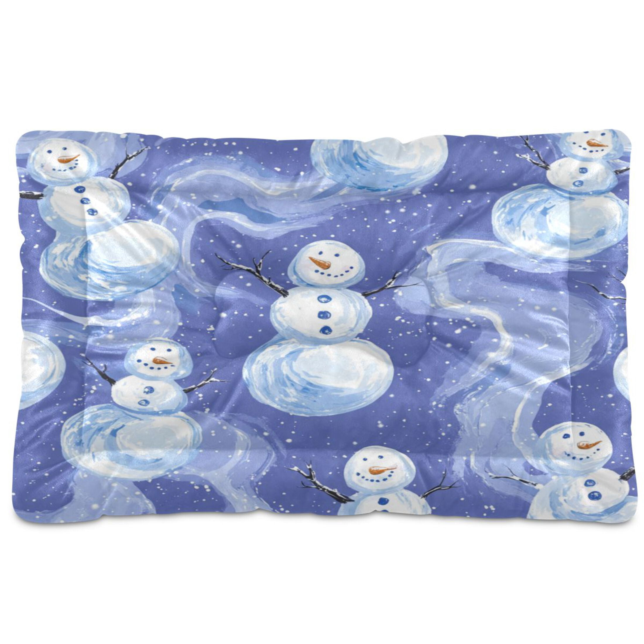 Qxltty Illustration Of Snowmen on Lavender Background Ped Pad Wear-resistant and Hard to Bite Through Sleeping Pad for Small Medium Large Dogs Winter Pet Bed 36×24in