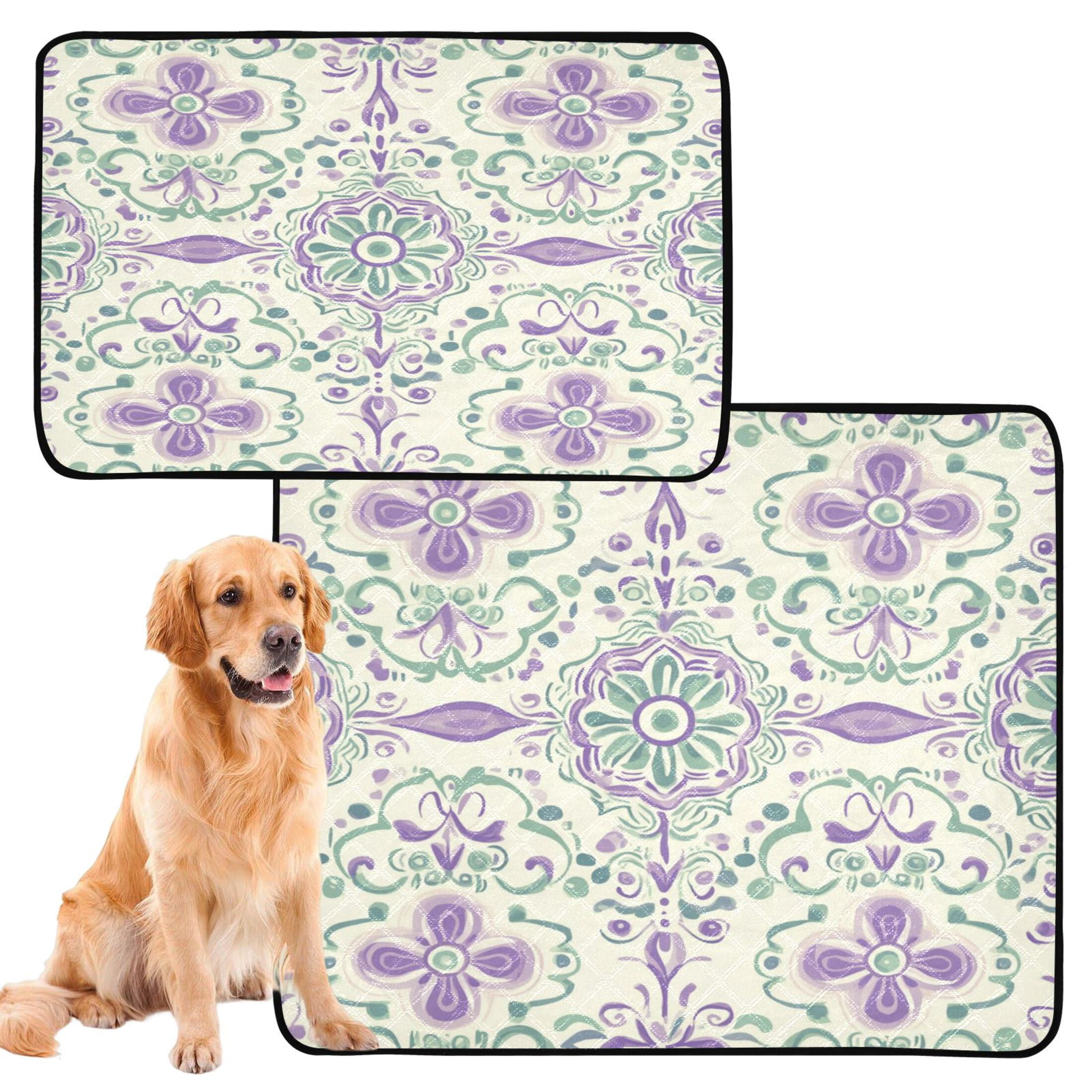 Qxltty Intricate Indian Patterns Cat litter Pads Pet Set of 2 Diaper Mats Center Anti-leakage Layer Absorbent Soft and Comfortable
