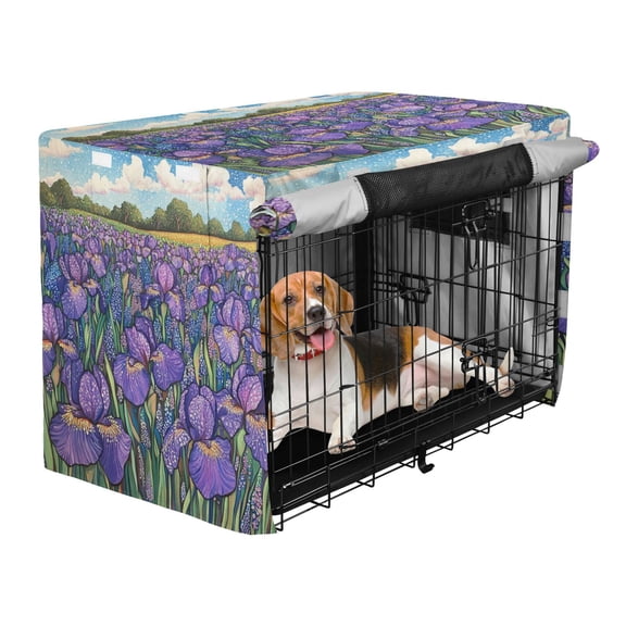 Qxltty Iris Bush Crate Cover Durable Oxford Cloth Pet Kennel Sunshade Universal Fit for 35in Wire Cage