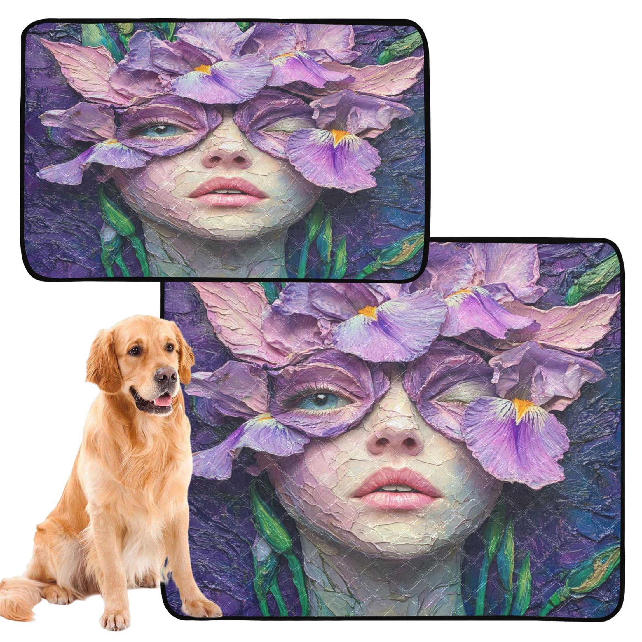Qxltty Iris Fairy Cat litter Pads Pet Set of 2 Diaper Mats Center Anti-leakage Layer Absorbent Soft and Comfortable