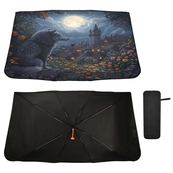 Qxltty Journey Of The Wolf King Windshield Sun Shade Umbrella Protect Car from Sunrays and Heat Damage Keep Cool and Interior