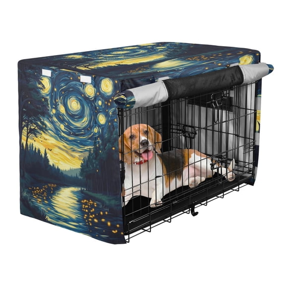 Qxltty Jungle Night Sky Crate Cover Durable Oxford Cloth Pet Kennel Sunshade Universal Fit for 35in Wire Cage