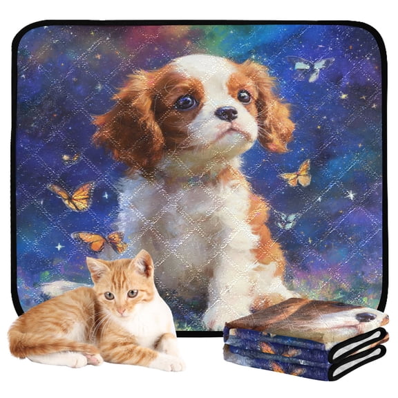 Qxltty King Charles Spaniel Dog Cat litter Pads Pet Set of 3 Diaper Mats Center Anti-leakage Layer Absorbent Soft and Comfortable