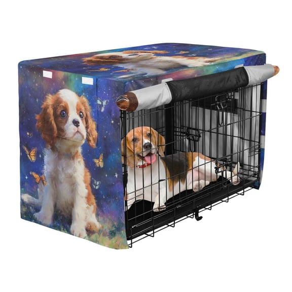 Qxltty King Charles Spaniel Dog Crate Cover Durable Oxford Cloth Pet Kennel Sunshade Universal Fit for 47in Wire Cage