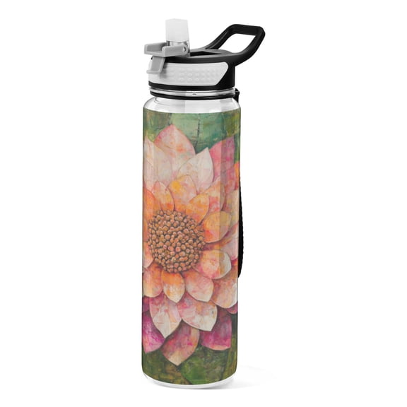 Qxltty King Flower Water Bottle 32 oz with Straw BPA Free Reusable Fitness Sport Bottle Perfect for Travel School Outdoors and Gym